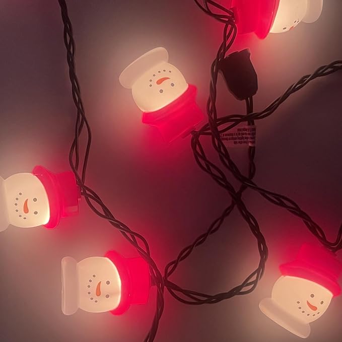 Christmas Snowman String Lights , 8.5Ft Christmas Decorations String Lights Indoor with 10 Cute Snowman Head Lights, Hanging Snowman Fairy Lights UL Listed for Outdoor Christmas Holiday Party Decor