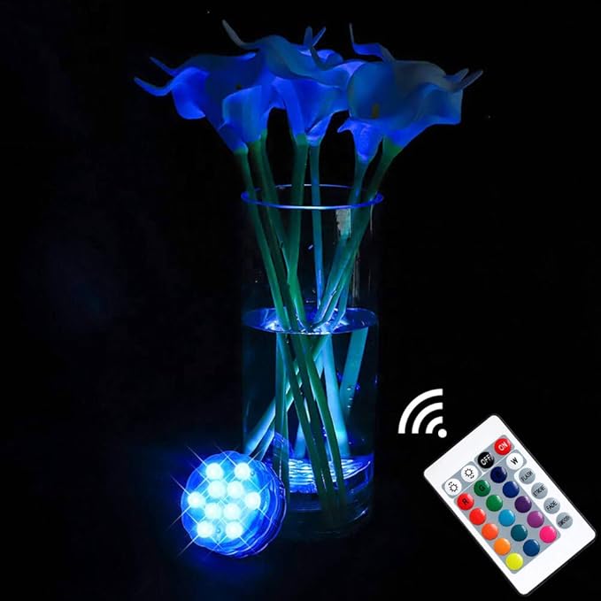 AquaMiracle Submersible LED Lights with Remote Waterproof Battery Operated, Multi Color Changing Hot Tub Lights for Shower, Pool, Pond, Aquarium, Bath, Party, Vase Decoration (2-Pack)