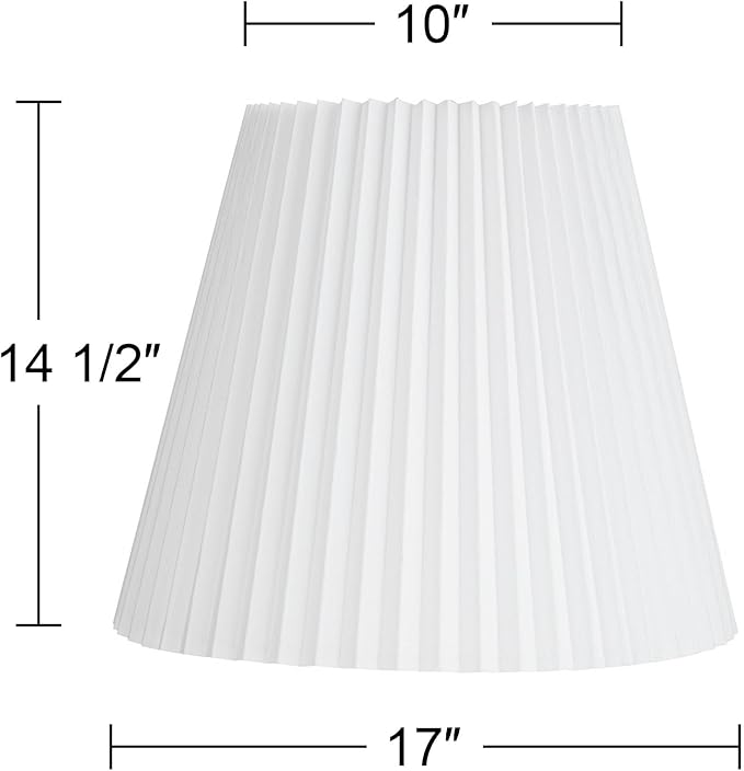 Hardback Knife Pleated Empire Lamp Shade Brussels White Large 10" Top x 17" Bottom x 14.75" Slant x 14.5" High Spider with Replacement Harp and Finial - Springcrest