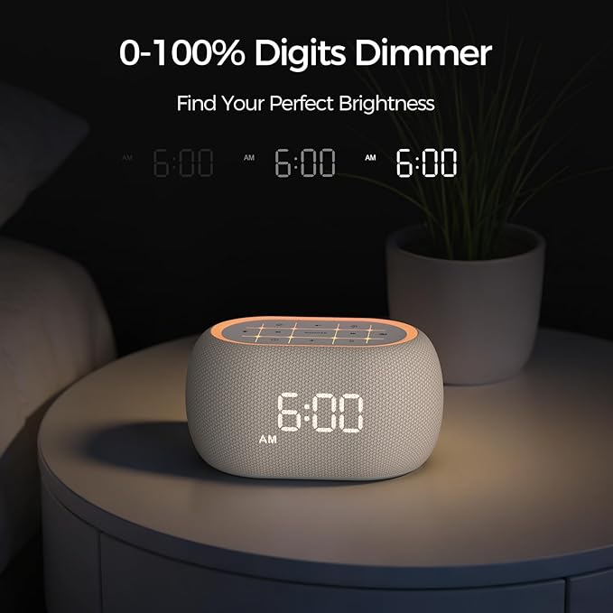 ANJANK Alarm Clock Radio with Dual Alarm for Bedroom, 7-Color Night Light, 0-100% Dimmer, 8 Sounds + Gentle Light Wake UP,16-Level Volume, Small FM Radio with Sleep Timer, Digital Clock for Teens,Kids