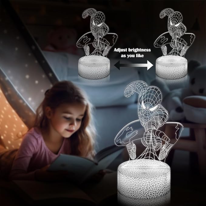 Kids Toys 3D Night Light,Superhero Christmas Gift Birthday 3D Illusion Lamp for Kid Girl Boy Room Decor, 16 Colors Remote Control