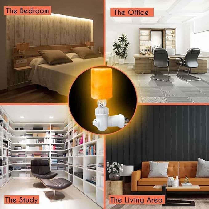 4 Pieces Himalayan Salt Lamp Plug in Night Light Salt Lamp, 360 Degree Adjustable Wall Plug for Bedroom Night Light