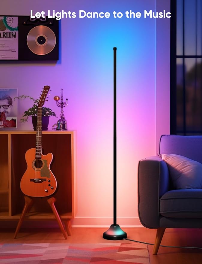 RGB&IC Smart Corner Floor Lamp – 20 W/1100 lm, 24‑Zone DIY & Music‑Sync LED Standing Lamp, App & RF Remote Control, Alexa & Google Home Compatible, Durable Aluminum‑Alloy Base for Living Room Bedroom