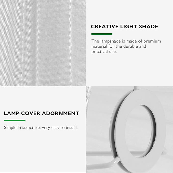 Cloth Lamp Shade, Pleated Lamp Cover Clip on Lampshade Table Lamp Chandelier Shades for Home (White)