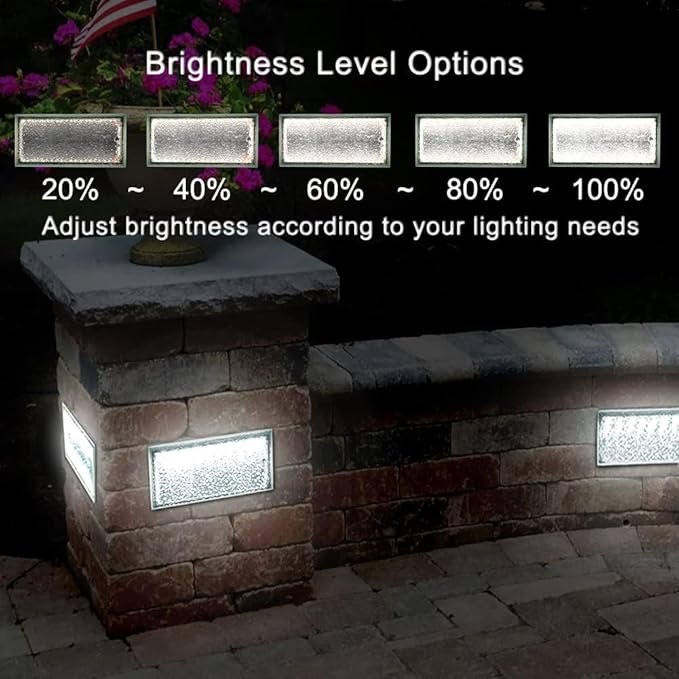 Solar Paver Lights, 8" x 4" Brick Driveway Lights, Landscape Path Lights for Walkway, Patio & Deck Lighting, IP67 Waterproof, 3 Colors, 2 Pack