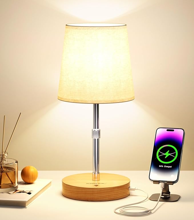 Cordless Rechargeable Lamp - 4000mAh Battery Operated Table Lamp & Power Bank, Touch Dimmable Adjustable Desk Lamp LED Night Light Portable for Patio Camping Restaurant Home, Solid Wood