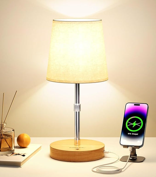 Cordless Rechargeable Lamp - 4000mAh Battery Operated Table Lamp & Power Bank, Touch Dimmable Adjustable Desk Lamp LED Night Light Portable for Patio Camping Restaurant Home, Solid Wood