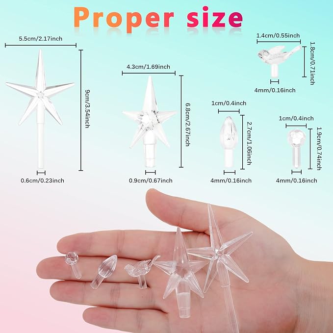 Riakrum 186 Pcs Ceramic Christmas Tree Replacement Bulb Set Globe Bird Stars for Lights Ornaments(Clear Color)