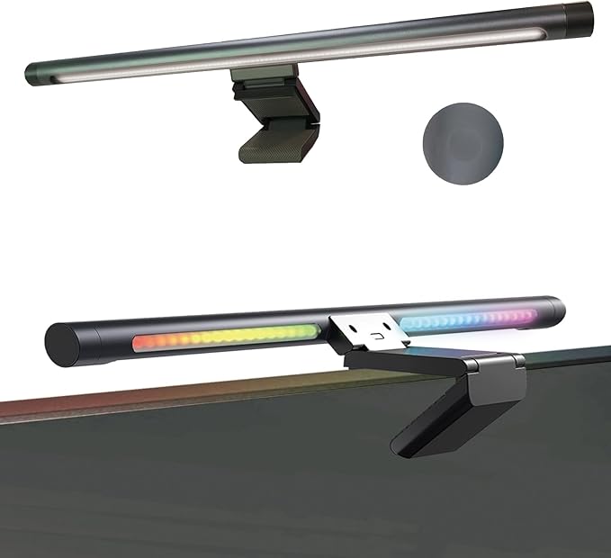 Monitor Light Bar RGB Backlight, Computer Light Bar with Color Temperature Brightness Stepless Dimming, USB Monitor Lamp with Remote Control, No Glare Computer Lamp for Game/Work/Office