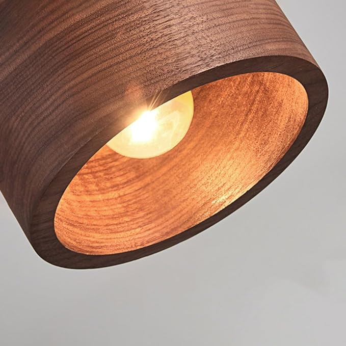 Modern Pendant Light Walnut Wood Pendant Light Fixture Scandinavian Gold Finish Adjustable Hanging Lamp Farmhouse Mid Century Vintage Chandelier for Kitchen Island Dining Room Office Bedroom