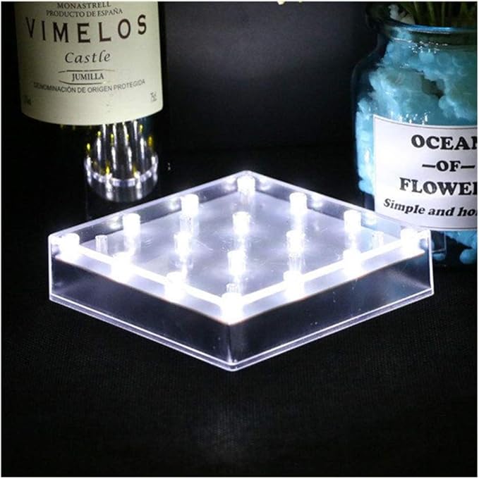 LARDUX Led Light Base - 5 inch Square Lights Display Stand for Effiel Tower Vase Crystal Glass Art LED Pedestal Base - Charging USB or Battery Powered
