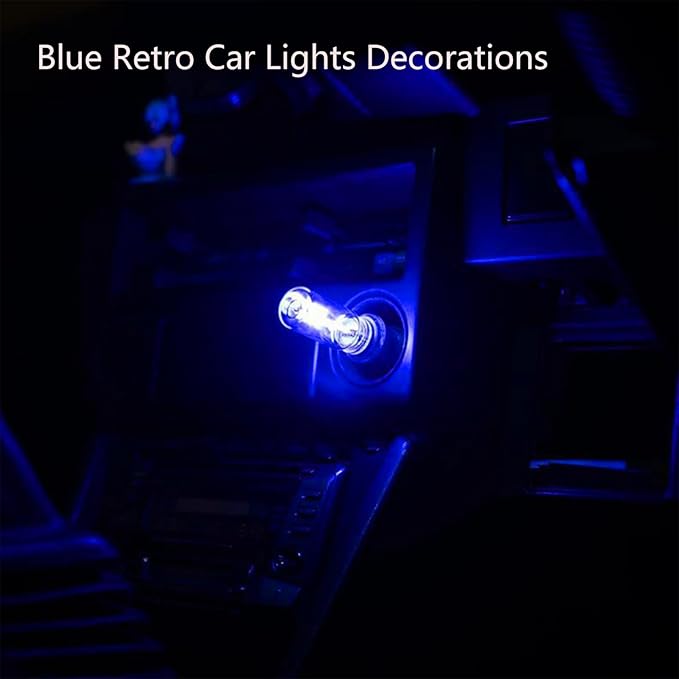 Retro Car Mood Bulb, Touch Dimmable USB & Battery Lighted LED Car Interior Atmosphere Lamps, Automotive Interface Charging Night Lights, Mini Portable Camping Lights Decorations (Blue, 1Pack)