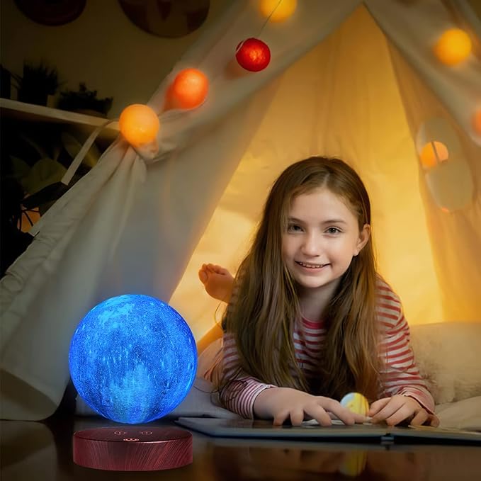 VGAzer Levitating Moon Lamp 5.9 Inch 16 Colors Galaxy Moon Lamp 3D Moon LED Light with Remote Control for Birthday for Baby, Children, Girls, Boys (Round Base)