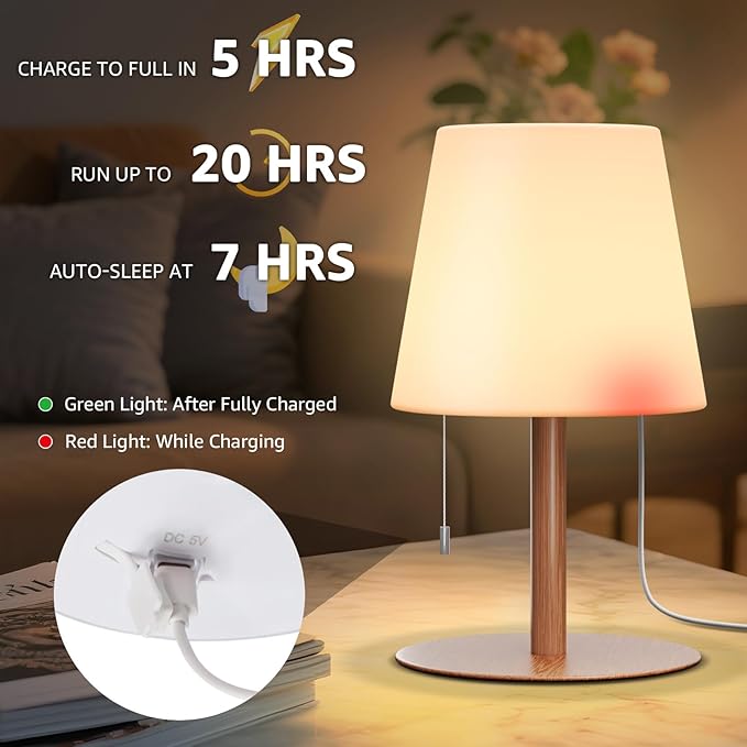 uuffoo Shower Lamp Waterproof Warm White & RGB Shower Light Dimmable LED Rechargeable Table Lamp Cordless Outdoor Lamps Portable for Indoor Outdoor Bathroom Home Patio H9.8in D6.3in (Wood Grain)