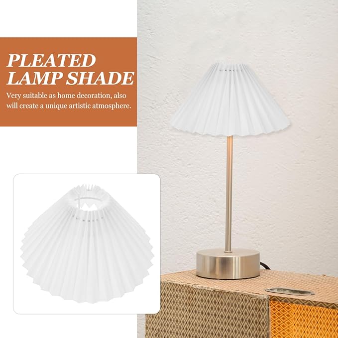 Pleated Lamp Shade for E27 Table and Floor Lamps Accordion Light Cover Softens Bright Light for Bedroom Living Room Study Decoration 9.84X9.84X6.3 Inches