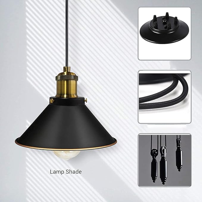 Pulley Pendant Light With 6 Lights, Adjustable DIY Industrial Vintage Rustic Chandelier Mount Ceiling Light Edison Rustic Chandelier,Hanging Pedant Lights Fixture for Dining Room,Warehouse,Farmhouse