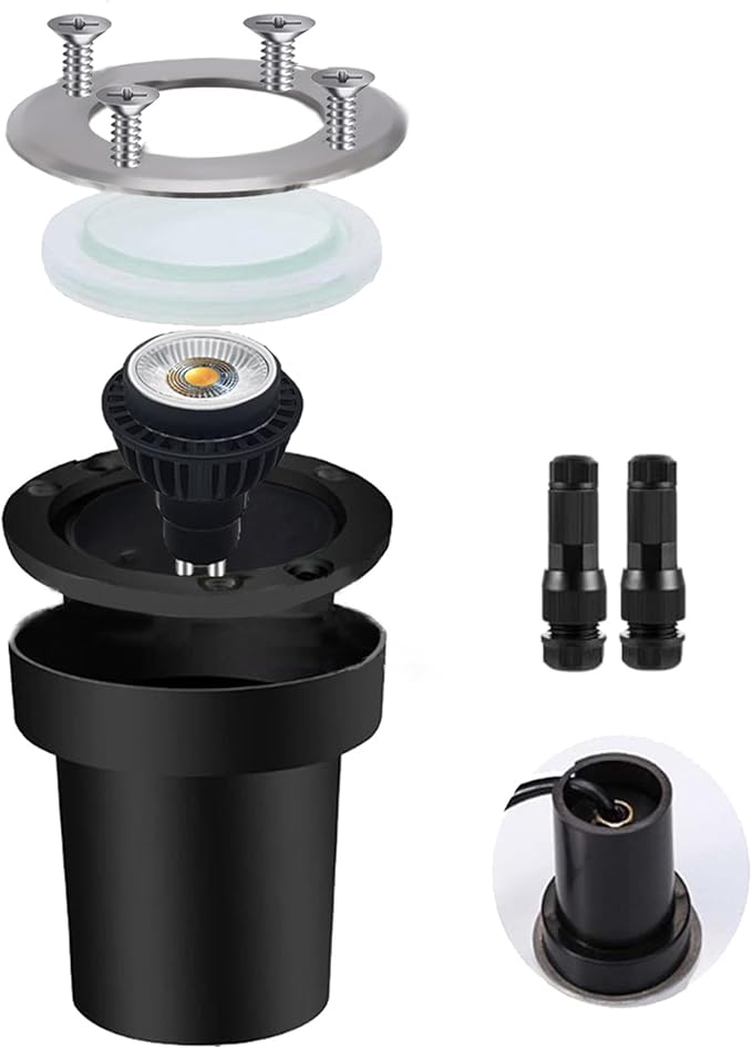Low Voltage Landscape Lights LED Well Lights 6W,12-24V Landscape Lighting, Included Replacement 6W 2700K MR16 Bulb Dimmable Waterproof Landscape Lighting for Yard, Garden, Patio (White, 8pck)