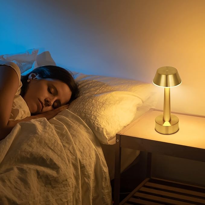 Egobasic Cordless Small Table Lamp, Gold Battery Operated Lamp for Restaurant Dinner Table, Rechargeable Dimmable Night Light Touch Portable Lamp for Bedside Dining Room Patio Bar Outdoor Décor