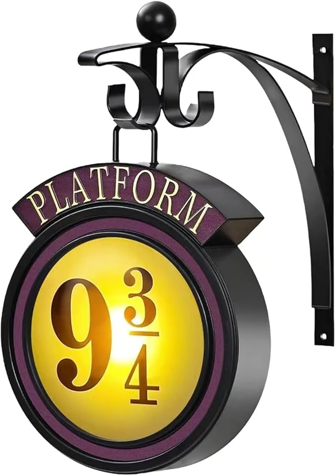 Vintage Hanging 9 3/4 Night Light, Platform 9 3/4 Sign Wall Light, Home Decor 9 ¾ Sign Lights Led Lamp Decoration, Halloween Christmas Gift for Movie Lovers and Fans