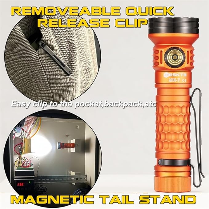 SKILHUNT Mix-7 GEN2 Plus 2000 Lumen RGB UV365 LED Flashlight Magnetic Charging Multi-Color Torch with Red, Green, Blue, White Light for Outdoor, Hunting, Inspection, Tactical Use (Black, Cool White)