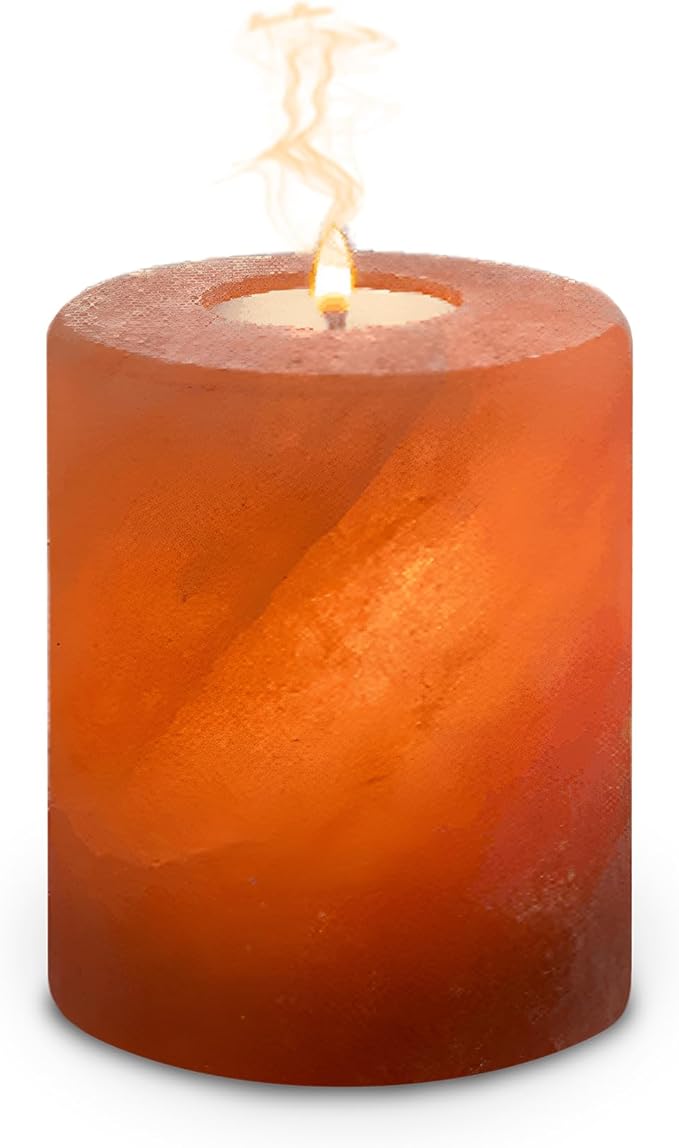 Himalayan Pink Salt Candle Holder 4" — Hand-Carved Crystal Salt Lamp for Spa, Meditation & Air Purifying