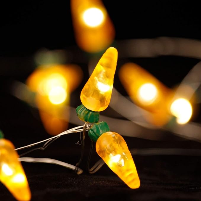 Easter Day Decorations String Lights, Carrot Paschal Theme String Lights, 10 ft 30 LEDs with Dimmable Remote, Timer, 8 Flicker Modes, 3AA Battery USB plug-in for Bedroom, Birthday, Tent Wedding Party