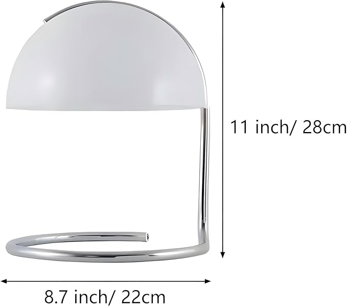 LIGHTLAND Modern Table Lamp, 8.7 Inch Bauhaus Style Semicircle Shape Bedside Lamp with Glass Shade and Metal Lamp Body, Glass Table Lamp for Study, Bedroom, Living Room (Pack of 1, Orange)