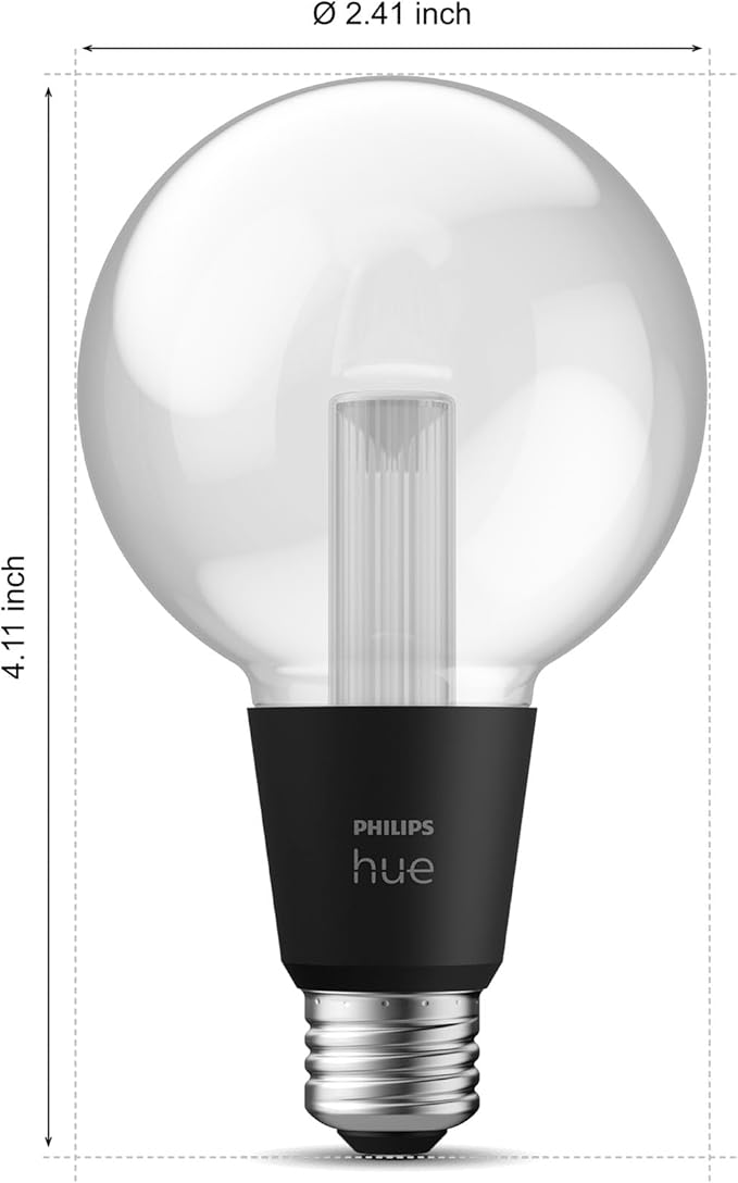 Philips Hue Lightguide G30 Small Globe Smart LED Bulb – Handblown Glass - Color Changing Light - Compatible with Amazon Alexa, Apple HomeKit and Google Assistant - Bluetooth and Hue Bridge Compatible