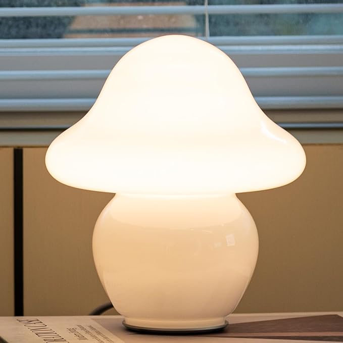 Mushroom Lamp Glass Mushroom Table Lamp for Bedrooms, Living Room, Aesthetic Lamps for Bedroom, Cute Bedside Lamp