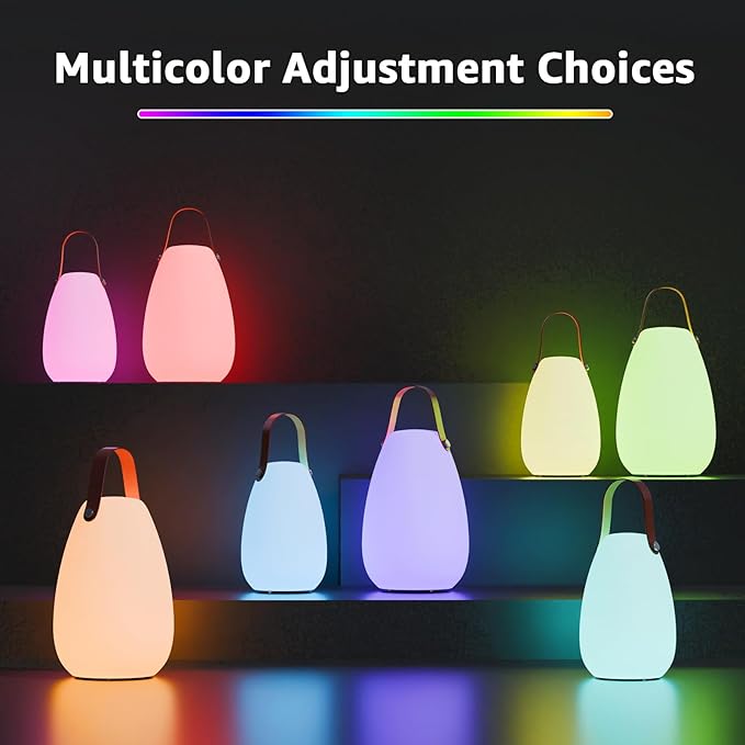 uuffoo 2 Pack Rechargeable Portable Table Lamp, Cordless RGB Lantern with Remote, Decorative LED Night Light, IP44 Waterproof Indoor Outdoor Lamp for Bedroom Patio Garden Wedding Party