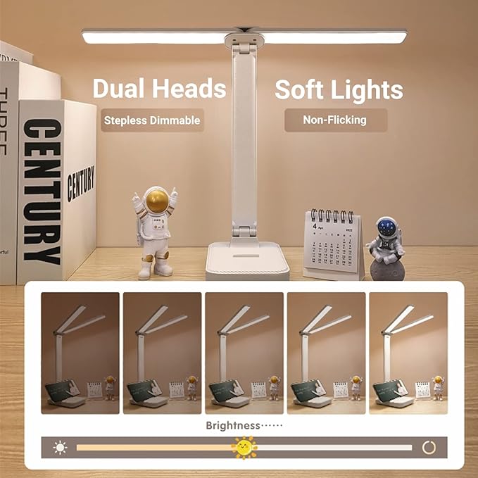 Pink Desk Lamp for Home Office,Portable Cute Small Desk Lamp with 3 Lighting Modes, Battery Operated Rechargeable Desk Light for Kids, Reading,Studying,Dormitory, Pink