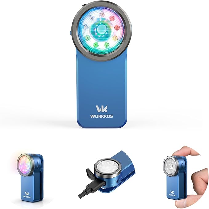 Wurkkos HD03 Rechargeable EDC Flashlight 680 High Lumen Clip Light, Small Flashlight Triple Light Source, 90 High CRI, IPX6 Waterproof, Magnetic Pocket Flashlight for Working Emergency Signal(Blue)
