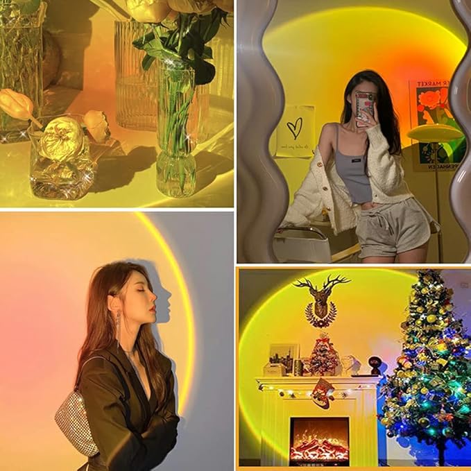 Eternal Sunset Projection LampRomantic Display in Party Bedroom Living Room, Sunset Projector for Living Room Bedroom Hotel Restaurant Decor Live Stream Ins Photography TikTop (Sun)