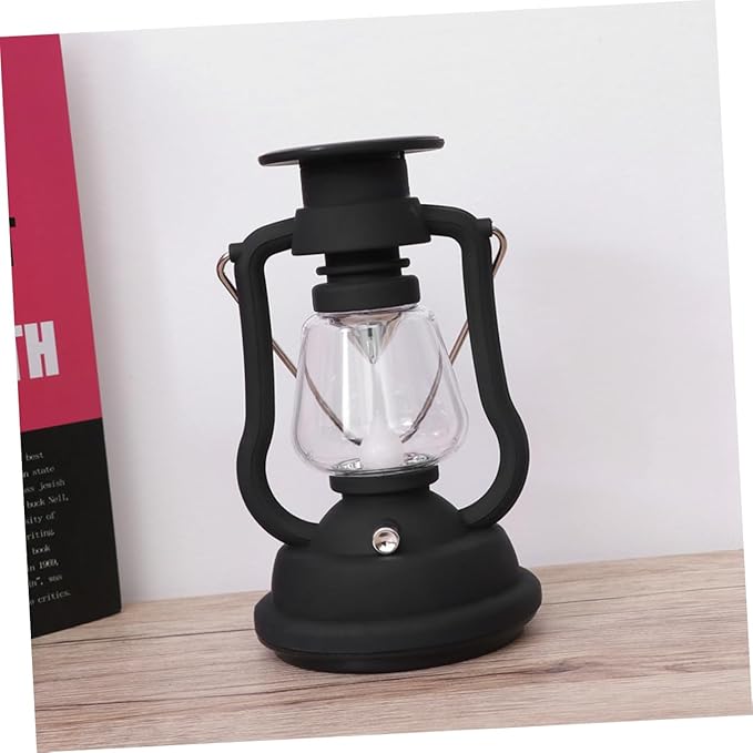 USB Rechargeable Solar Retro Camping Lantern Portable Hand-Powered Light for Hiking Emergency Use and Outdoor Activities Black