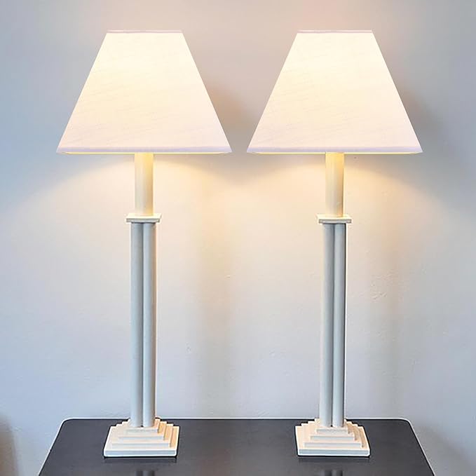 2 Pack 4"×9" × 8.3”inches Spider Small Square Lampshades for Wall Lamps Table Lamps Floor Lamps-Wall Mount Lamp Shade White Texture Lampshades Replacement for Bedroom By GO&SO