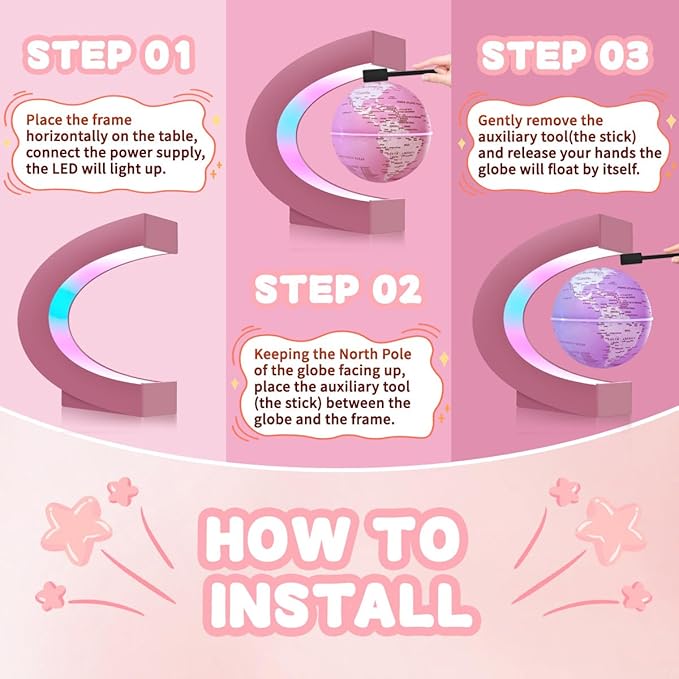 Magnetic Levitating Floating Globe Lamp with 7 Colors, Cool Tech Gadgets Gifts for Ladies/Mother/Wife/Girlfriend, Birthday Gifts Desk Decor for Office Home Bookshelf Display