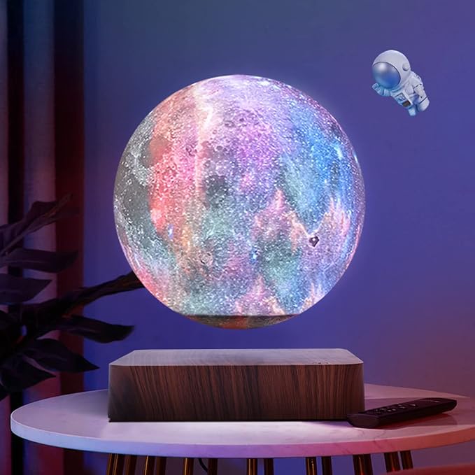 Levitating Moon Lamp,Floating Galaxy Night Light,3D Moon Light Bedside Lamp,Levitation Cosmos Lava Desk Table Lamp for Unique Gifts,Christmas,Room Decor, Office (3-Color Modes)