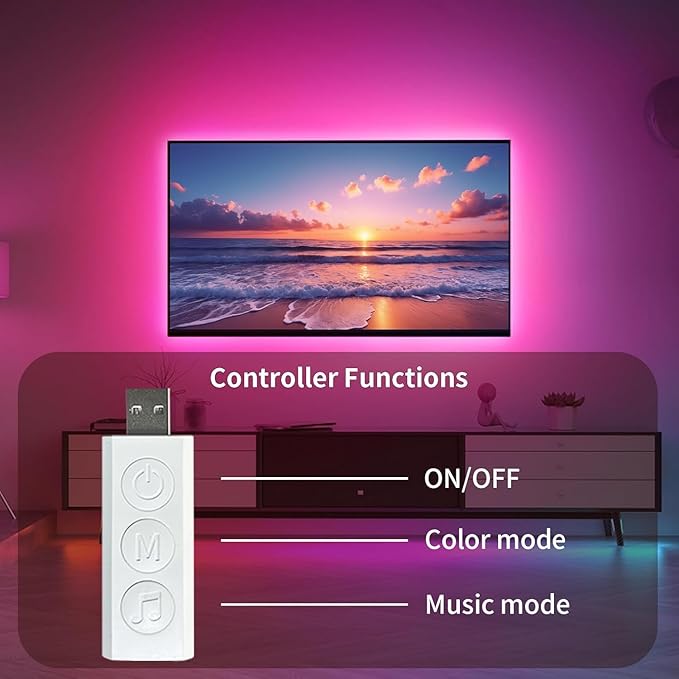 KSIPZE LED Lights for TV, 9.9ft TV led Backlight for 32-43 Inch TVs RGB TV Backlight Behind Music Sync Bluetooth APP & Button Control TV LED Strip Lights USB Powered for Bedroom/Gaming