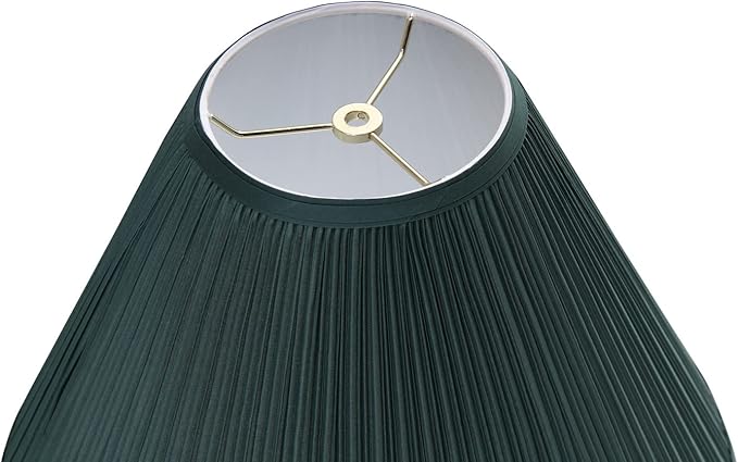 Aspen Creative 33193, Transitional Hardback Empire Shaped Mushroom Pleated Dark Green Spider Shade, 6" Top x 16" Bottom x 12" Slant
