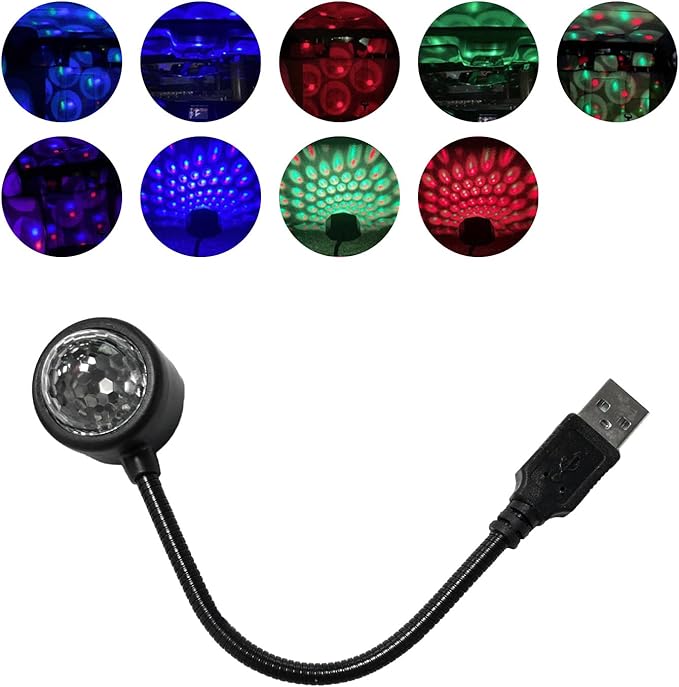USB Star Night Light Projector, Portable Car Roof Sound Activated Atmosphere Lamp, Adjustable Auto Interior Atmosphere Decorative Light for Vehicle, Bedroom, Ceiling, Party