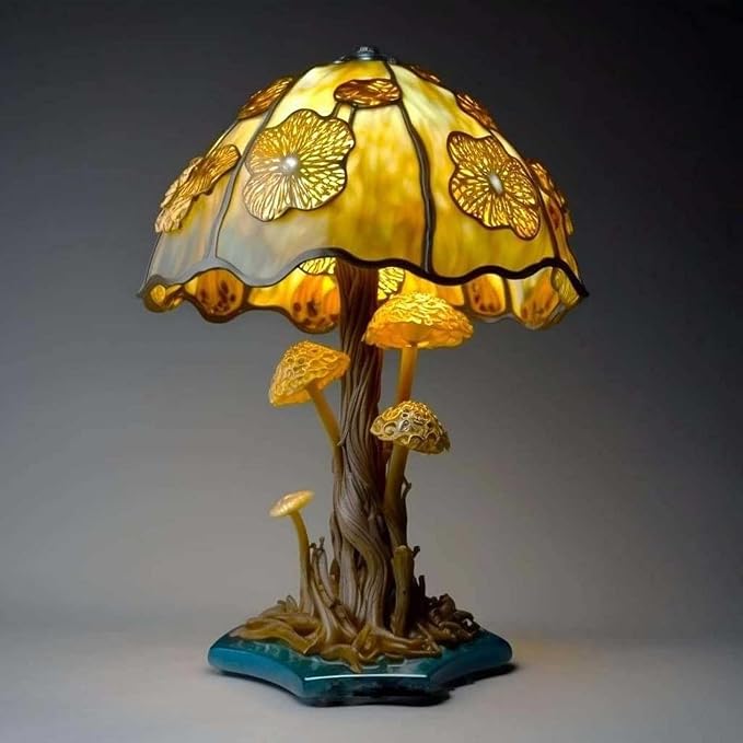 Mmoneyake Stained Plant Series Table Lamp, Vintage Bedside Table Lamp Decorative Desk Lamps, Desk Lamps Decorative Lamp for Bedroom Living