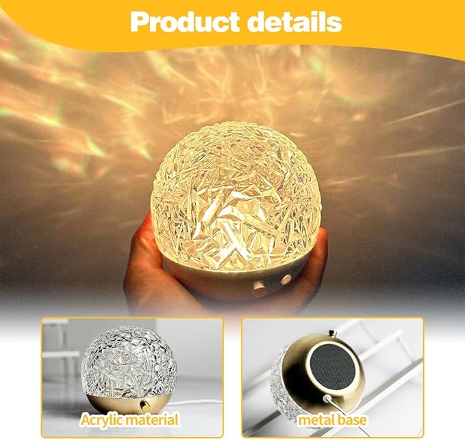 Water Wave Dynamic Projection Atmosphere Lamp, Ocean Wave Light Projector Lamp, Water Ripple Night Light Projector 3D Water Wave Lamp Sunset Lights Table Lamp for Home Bedroom Decors (3-Color Light)