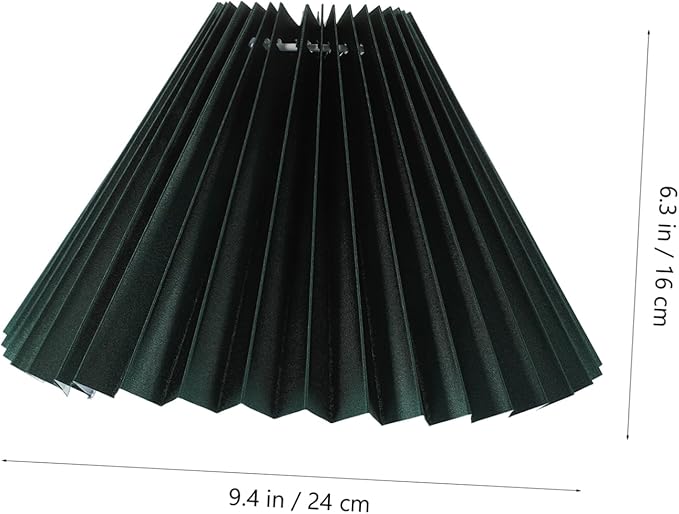 NUOBESTY Pleated Green Fabric Barrel Lamp Shade E27 for Table and Floor Lamps Vintage Cloth Lampshade Easy Installation for Bedroom and Living Room Decor