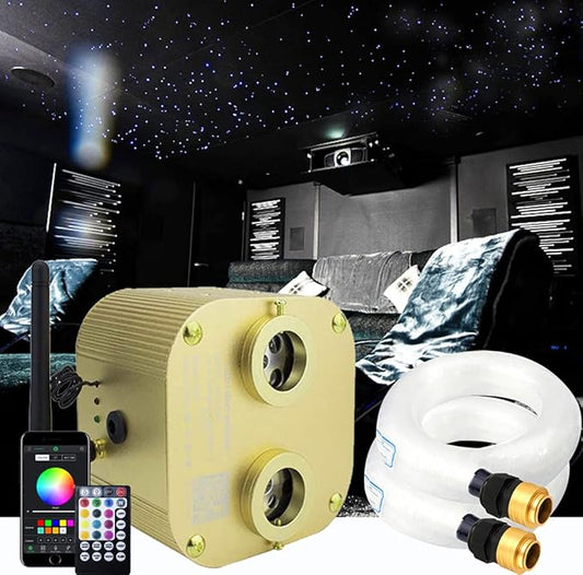AZIMOM Bluetooth 20w Upgraded Fiber Optic Lights Twinkle Star Ceiling Lighting Kits 1100pcs0.03in13.1ft Fiber Strands Dual Port RGBW Sound Remote Control Light Source Home Indoor Car Ceiling Decor