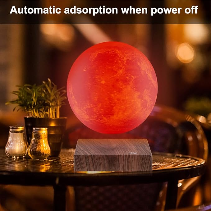Levitating Moon Lamp, Magnetic Floating Moon Light Lamps Spinning 3D Printing Night Light for Home Office Decor, Birthday Christmas Gifts