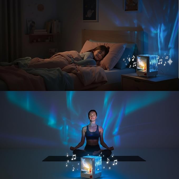 Northern Lights Projector Bluetooth: Ocean Wave Projector Light with Bluetooth Speaker Night lamp Color Changing for Teens Kids Adults Bedroom & Living Room Relaxation & Party Decor