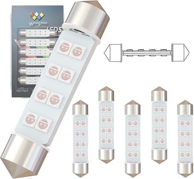 360 deg DC 24V 44mm 578 LED Bulb Pink Purple 211-2 569 561 Festoon LED Car Bulbs for Truck Marine Boat Interior Map Trunk Lights(Pack 6)