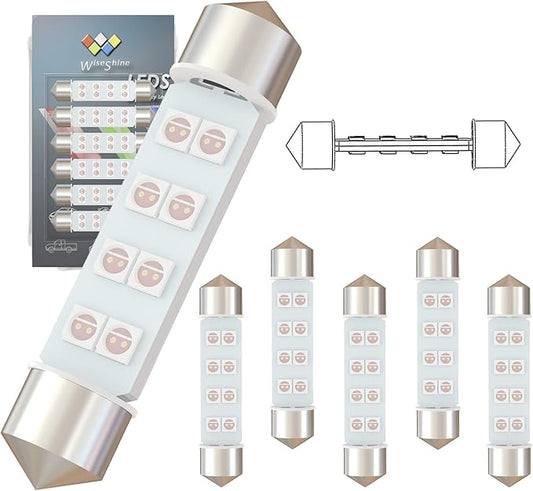 360 deg DC 24V 44mm 578 LED Bulb Pink Purple 211-2 569 561 Festoon LED Car Bulbs for Truck Marine Boat Interior Map Trunk Lights(Pack 6)