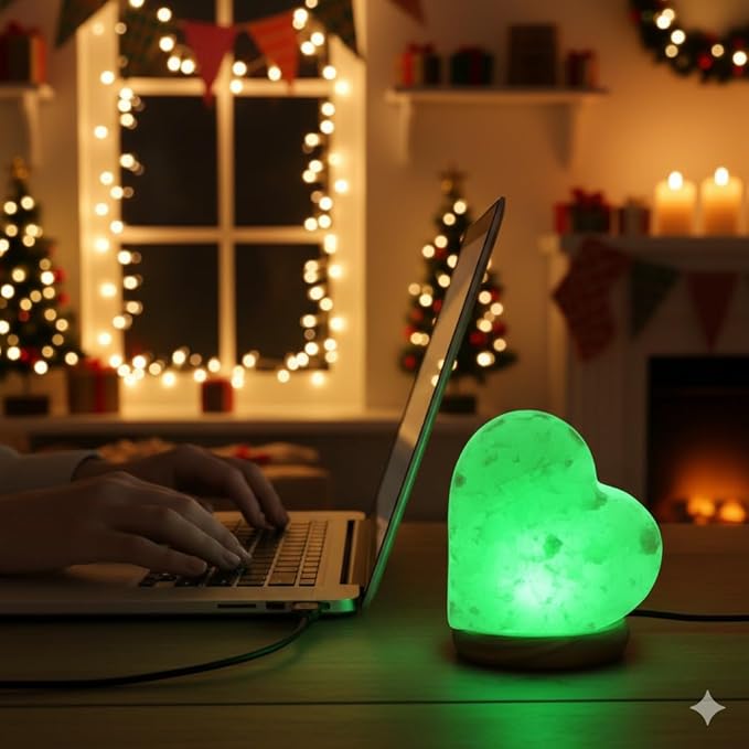 HL Himalayan Pink Salt USB Multi Colored lamp (Heart)