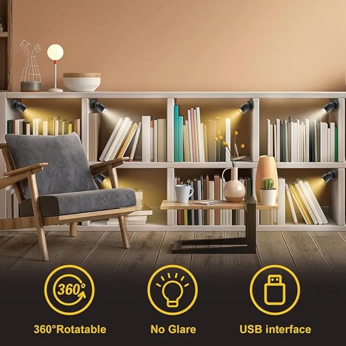 USB Powered Mini Spotlights for Displays 2-Pack – 5V Small LED Spot Lights Indoor, 7 Color Options, Compact USB Spotlight for Display Cases, Shelves, Cabinets, and Artwork (2PACK White Light)
